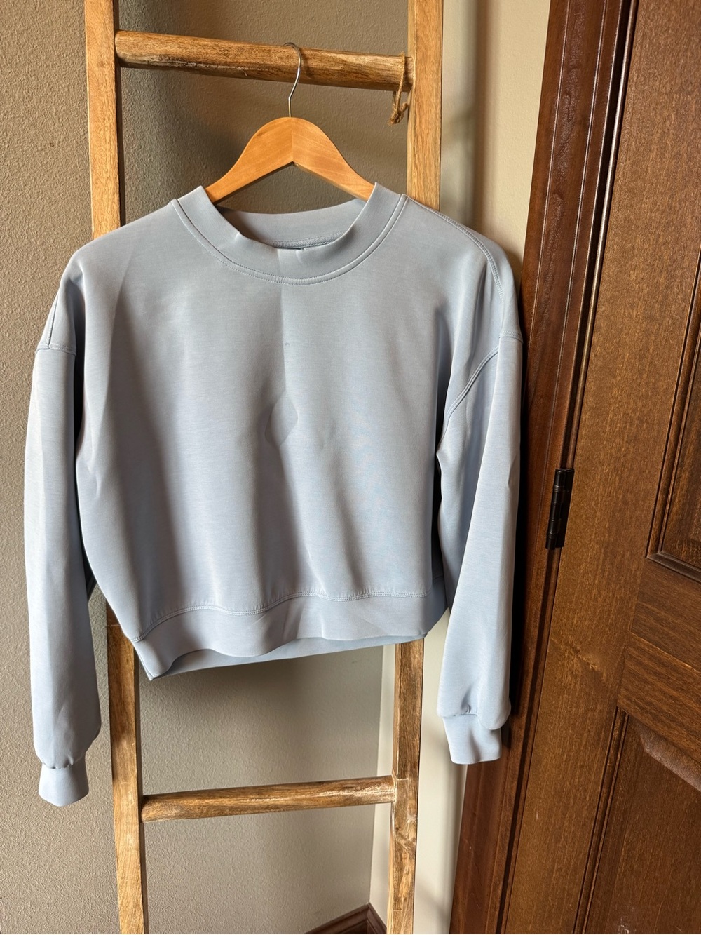 Cropped Crewneck Sweatshirt in Light blue